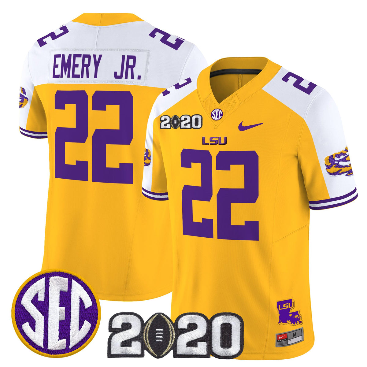 Men's LSU Tigers 2020 National Champions Vapor Limited Jersey - All Stitched