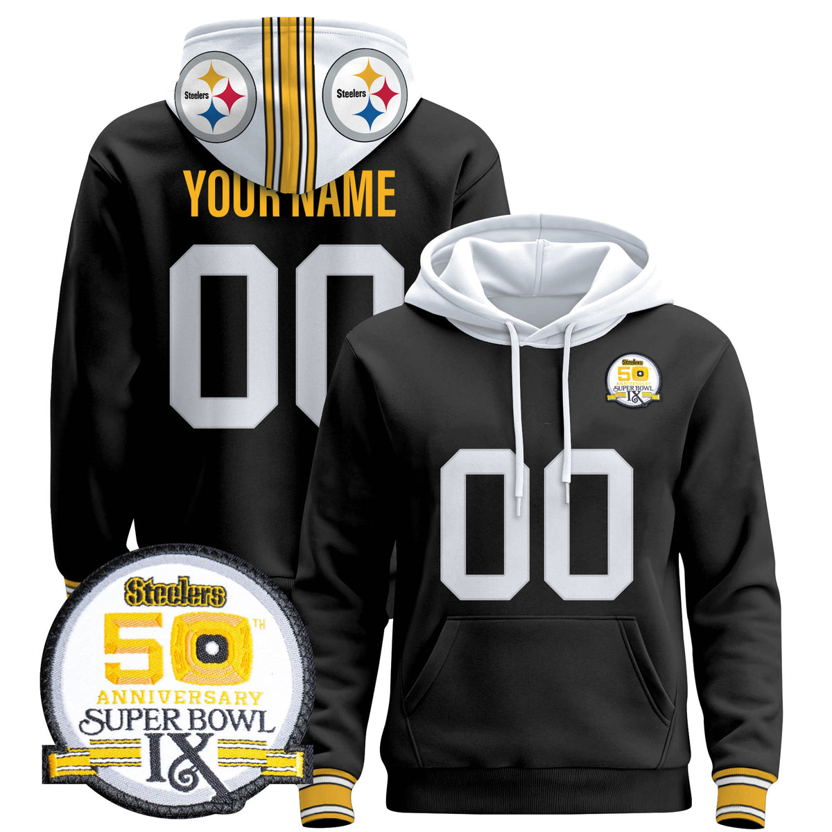 Pittsburgh Steelers 2025 Premium Custom Pullover Hoodie - All Stitched