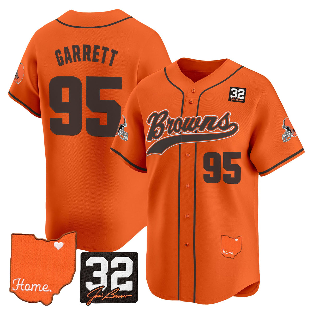 Men's Cleveland Browns '#32 Jim Brown Memorial & Home Patch' Vapor Baseball Jersey - All Stitched
