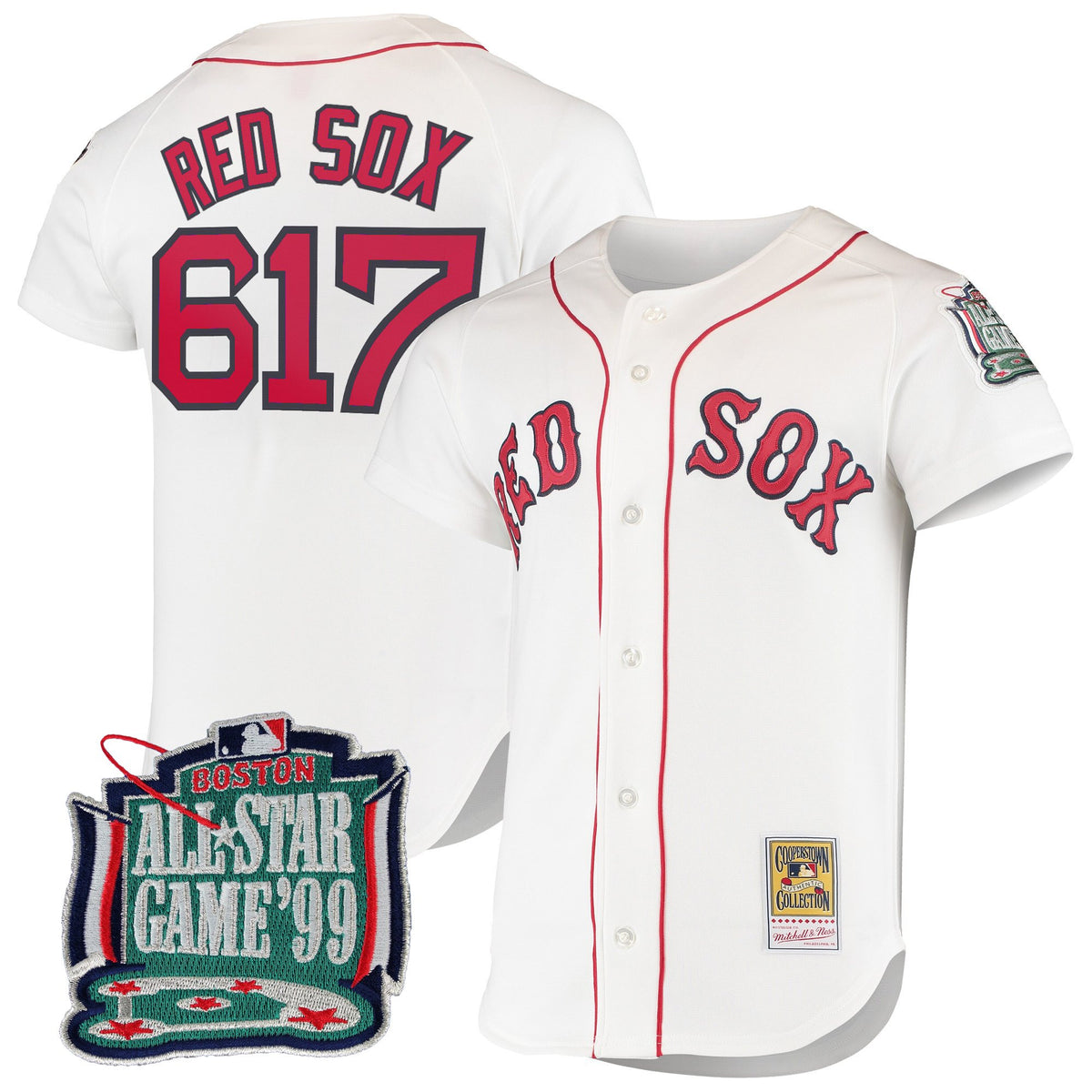 Men's Boston Red Sox Throwback Jersey - Cooperstown Collection - All Stitched