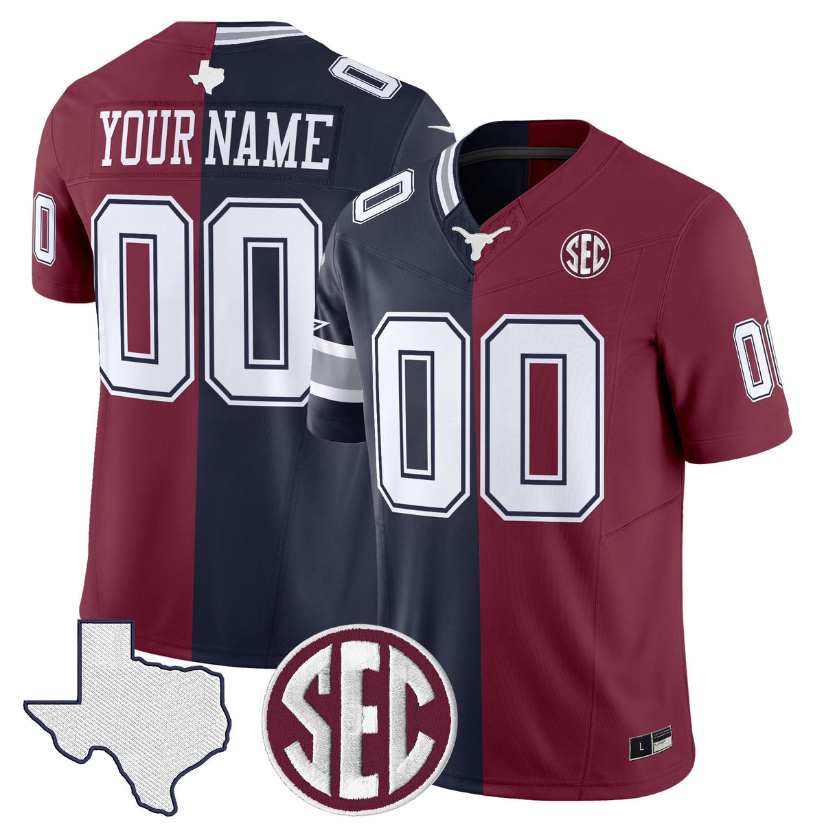Dallas Cowboys x College Football' Split Vapor Limited Custom Jersey - All Stitched