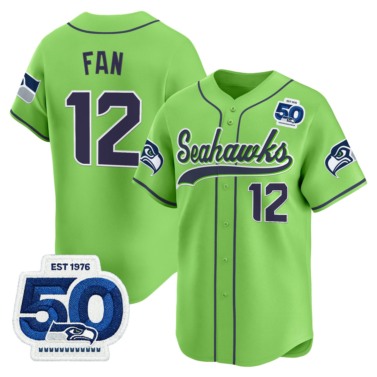 Men's Seattle Seahawks 50th Anniversary Vapor Baseball Jersey - All Stitched
