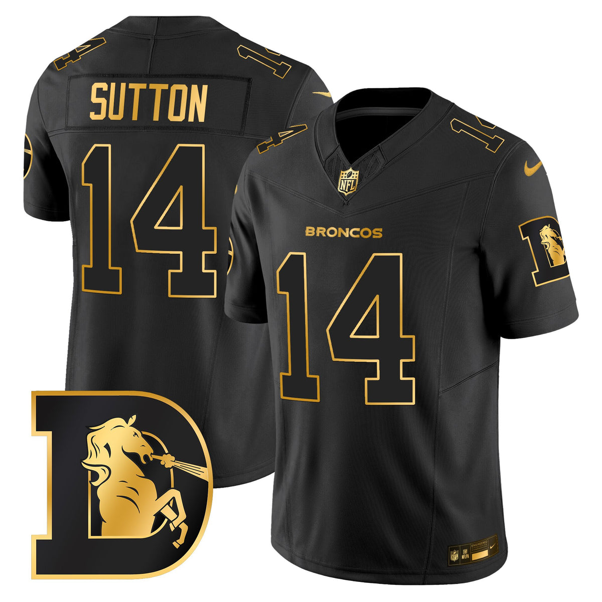 Men's Denver Broncos Throwback Gold Vapor Limited Jersey - All Stitched