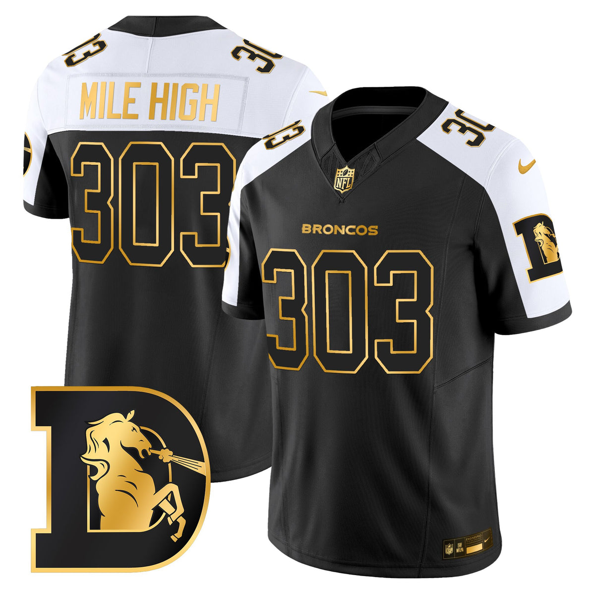 Men's Denver Broncos Throwback Gold Vapor Limited Jersey - All Stitched