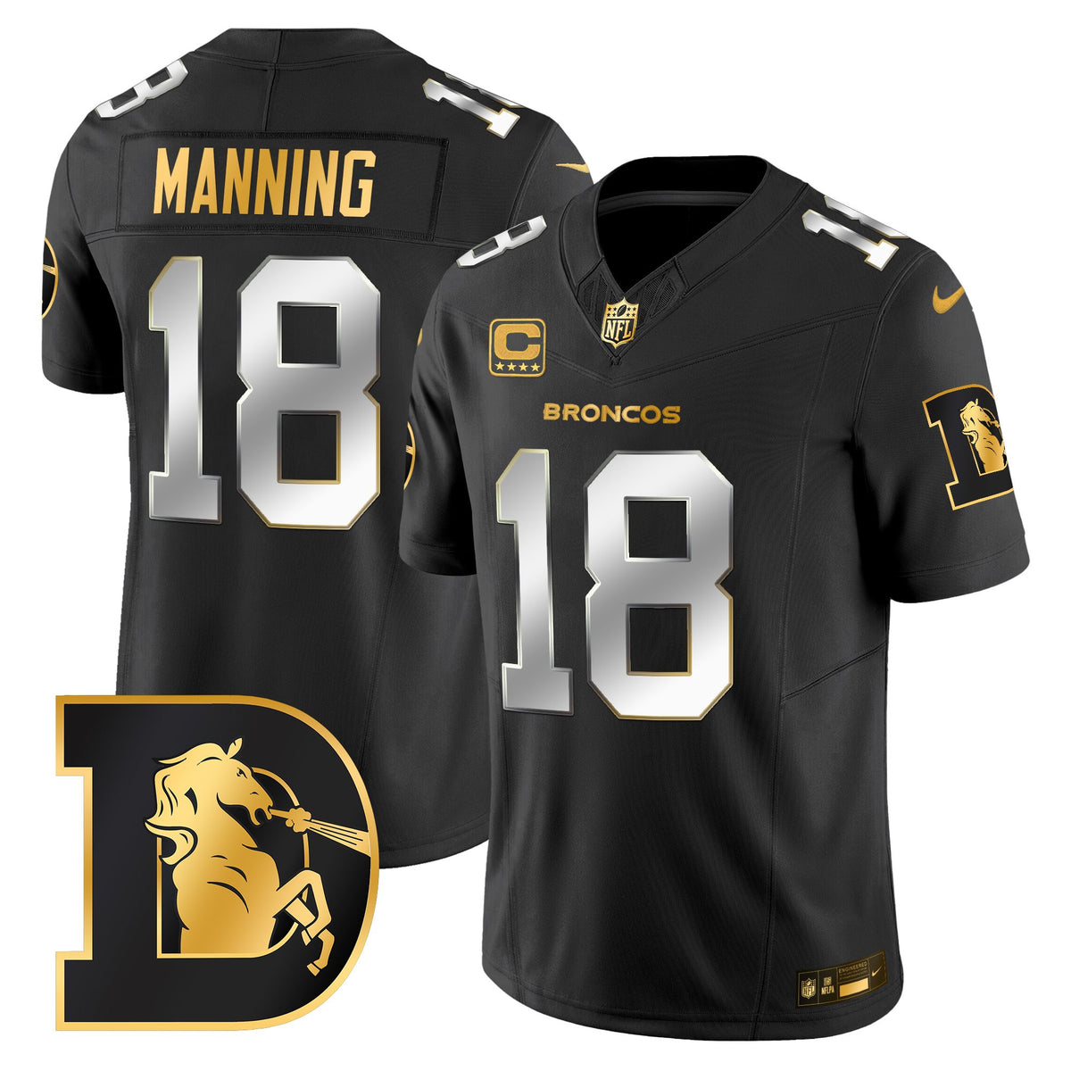 Men's Denver Broncos Throwback Gold Vapor Limited Jersey - All Stitched