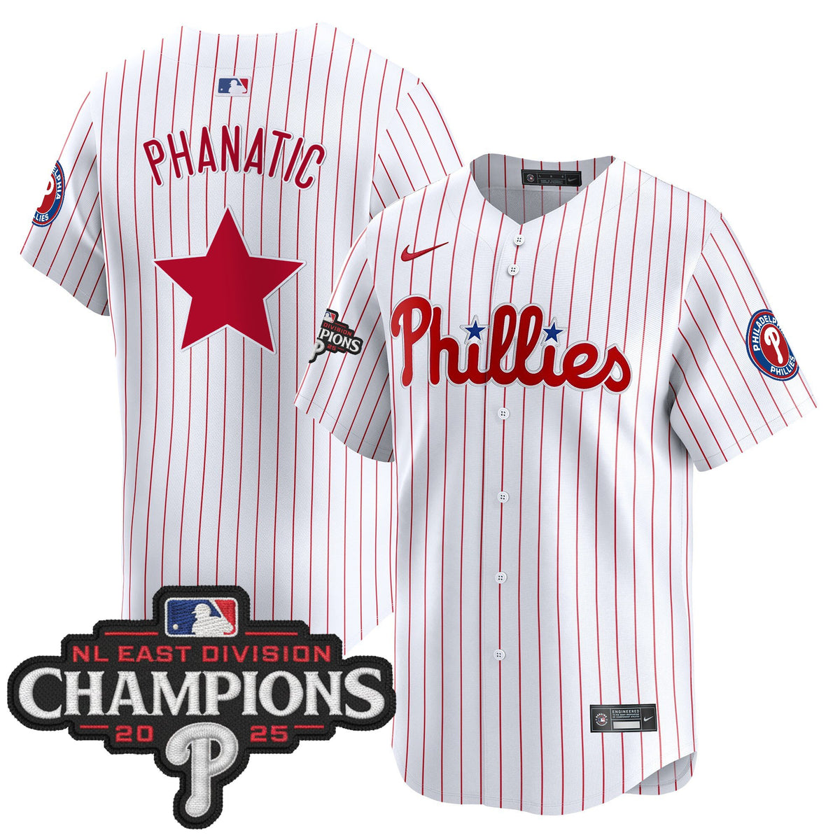 Men's Philadelphia Phillies 2025 NL East Division Champions Patch Vapor Premier Limited Jersey - All Stitched