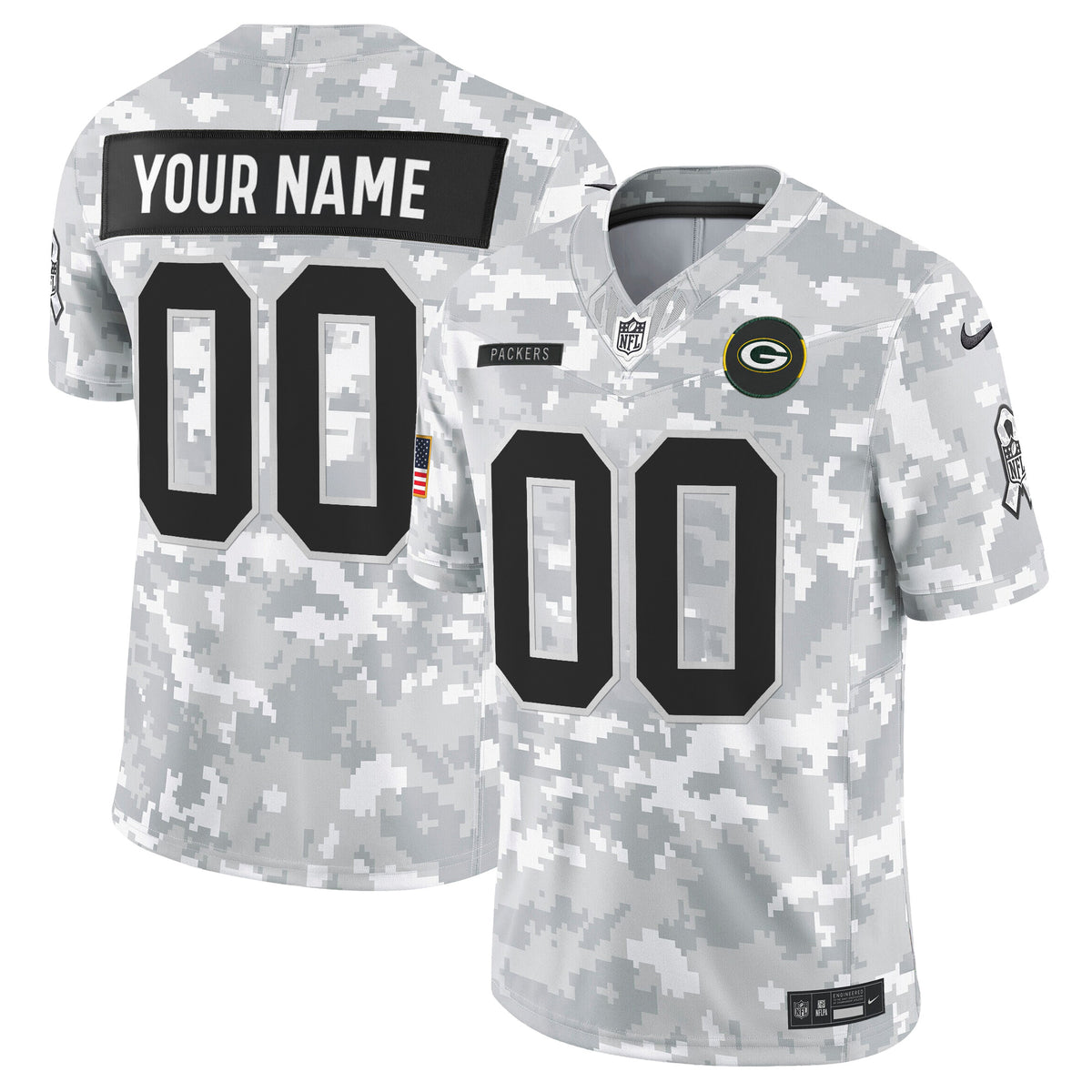 Green Bay Packers 2025 Salute to Service Vapor Limited Custom Jersey - All Stitched