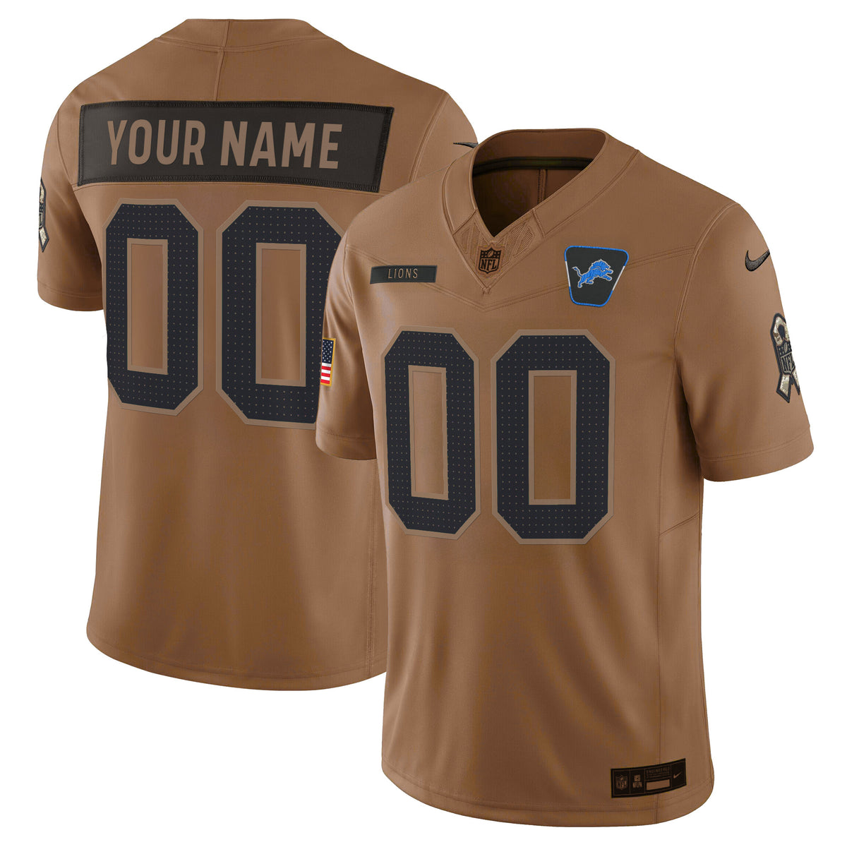 Detroit Lions 2025 Salute to Service Vapor Limited Custom Jersey - All Stitched