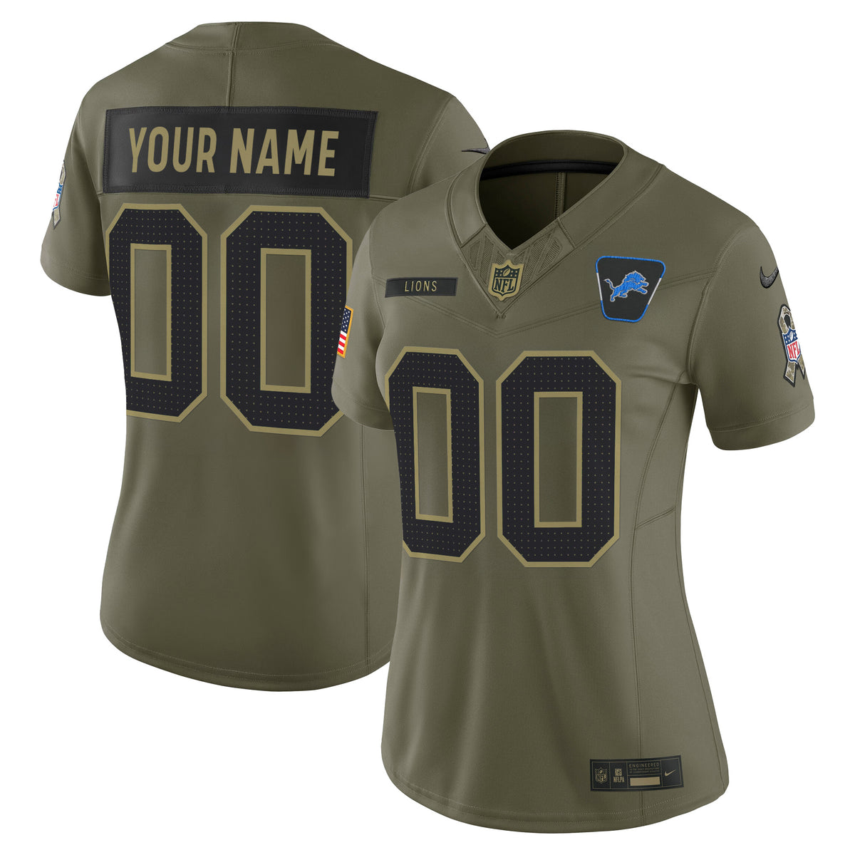 Detroit Lions 2025 Salute to Service Vapor Limited Custom Jersey - All Stitched
