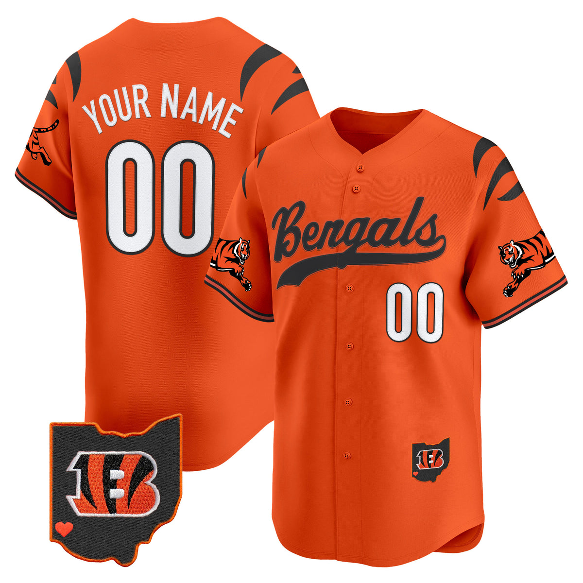 Cincinnati Bengals 2025 Vapor Limited Baseball Custom Jersey V2 - All Stitched