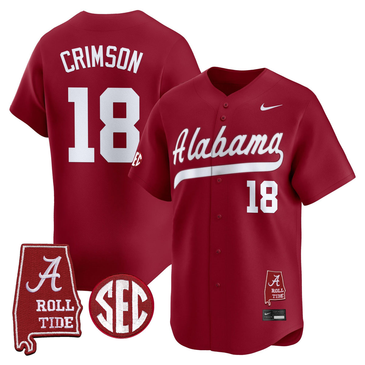 Men's Alabama Crimson Tide 2025 Vapor Baseball Jersey - Alabama Map - All Stitched
