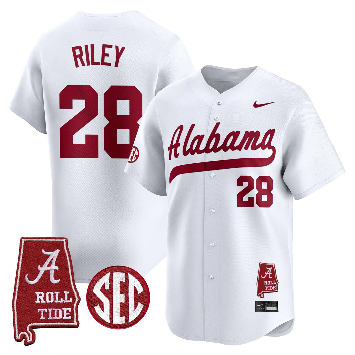 Men's Alabama Crimson Tide 2025 Vapor Baseball Jersey - Alabama Map - All Stitched