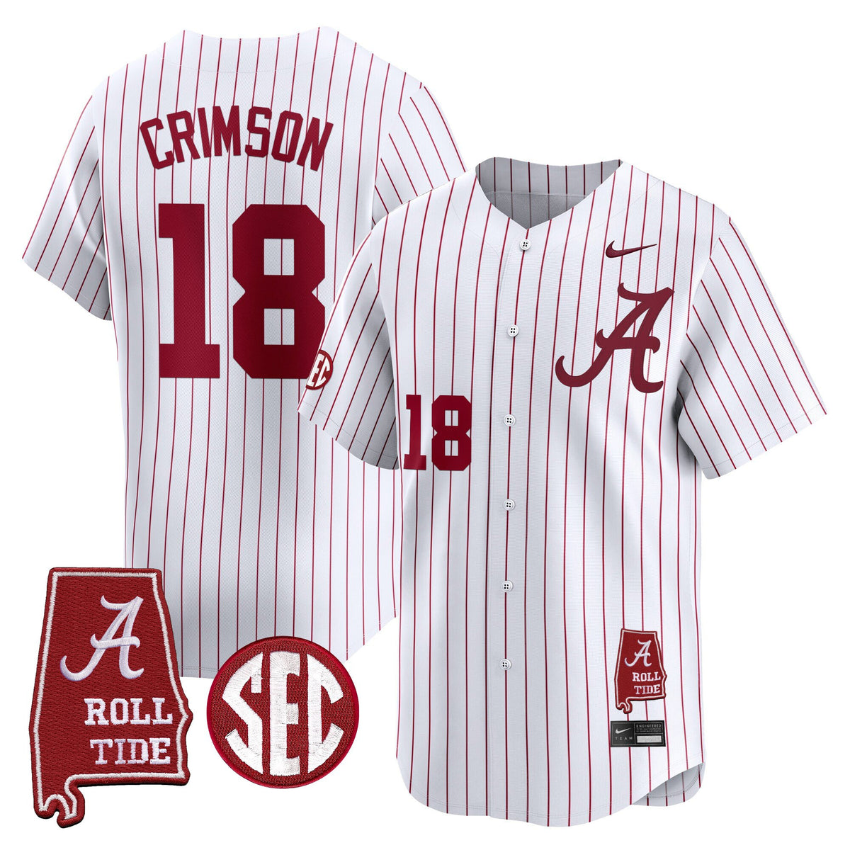 Men's Alabama Crimson Tide 2025 Vapor Baseball Jersey - Alabama Map - All Stitched