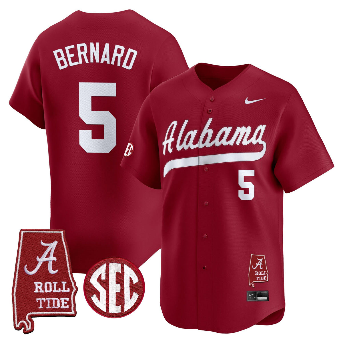 Men's Alabama Crimson Tide 2025 Vapor Baseball Jersey - Alabama Map - All Stitched