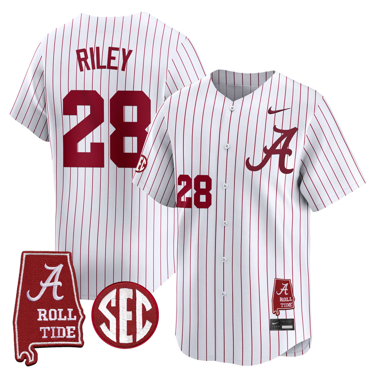 Men's Alabama Crimson Tide 2025 Vapor Baseball Jersey - Alabama Map - All Stitched