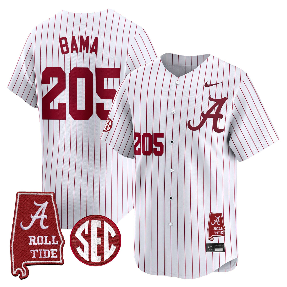 Men's Alabama Crimson Tide 2025 Vapor Baseball Jersey - Alabama Map - All Stitched
