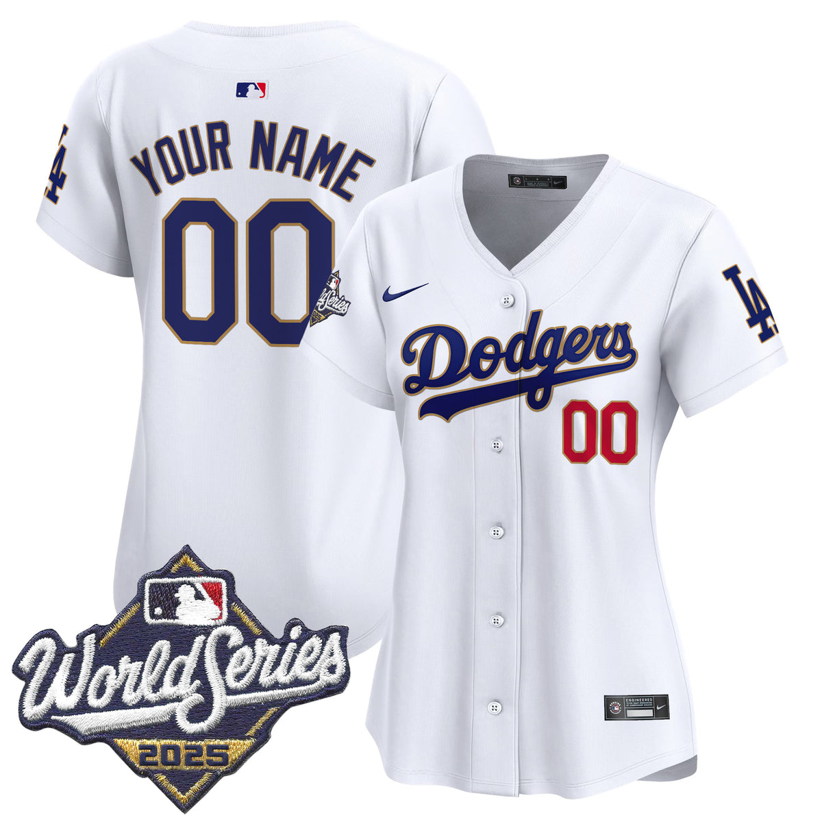Dodgers 2025 World Series Gold Trim Vapor Premier Limited Custom Jersey - All Stitched