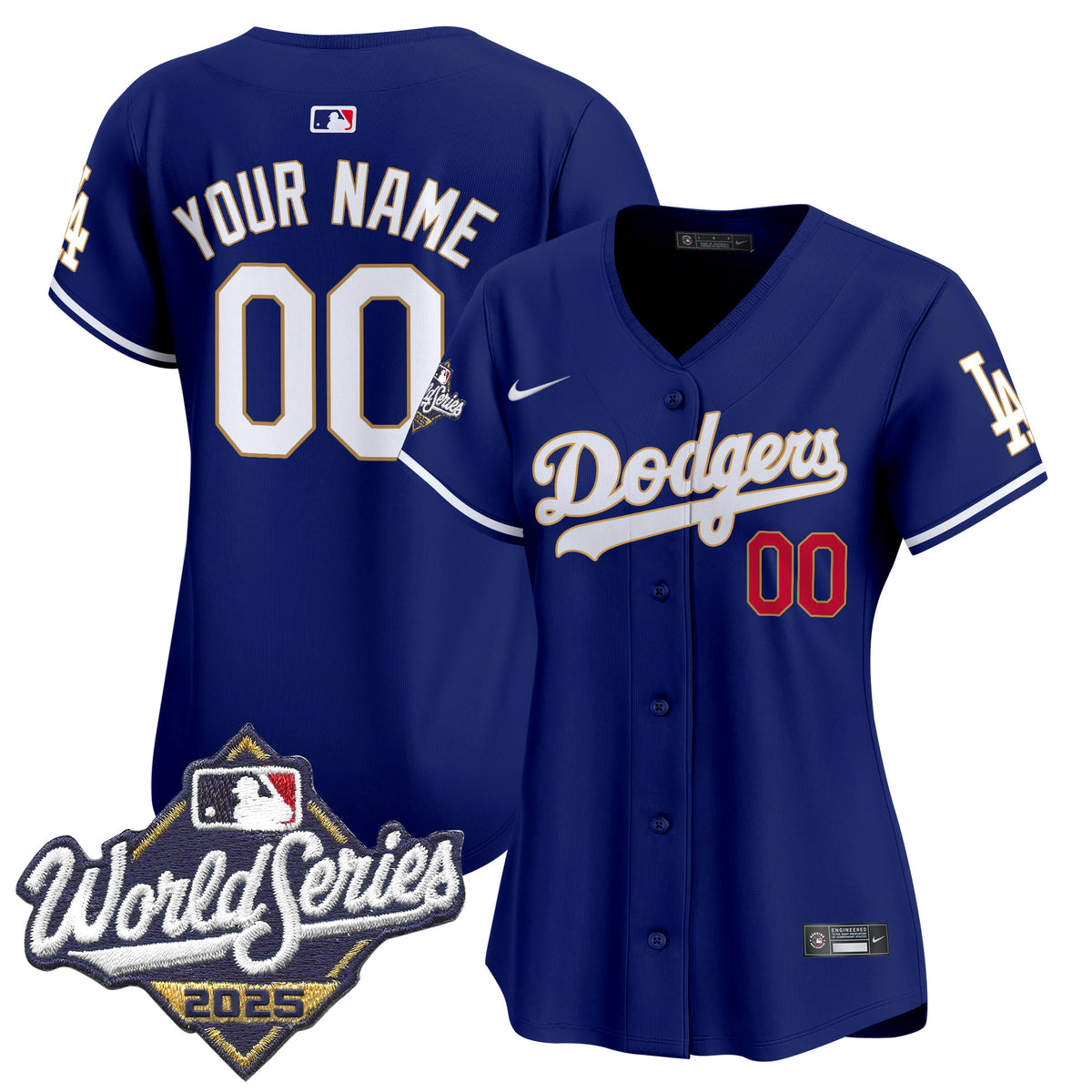 Dodgers 2025 World Series Gold Trim Vapor Premier Limited Custom Jersey - All Stitched