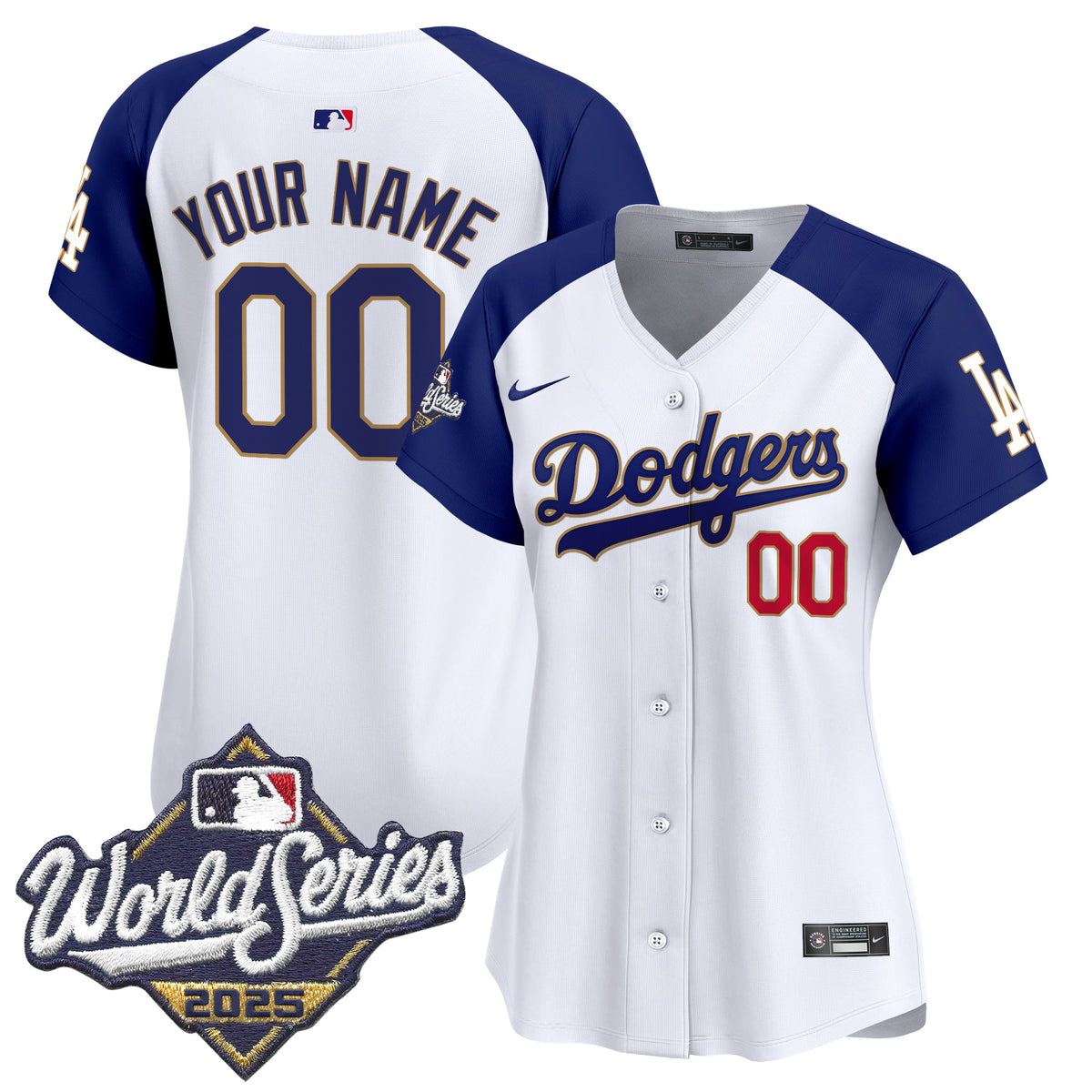 Dodgers 2025 World Series Gold Trim Vapor Premier Limited Custom Jersey - All Stitched