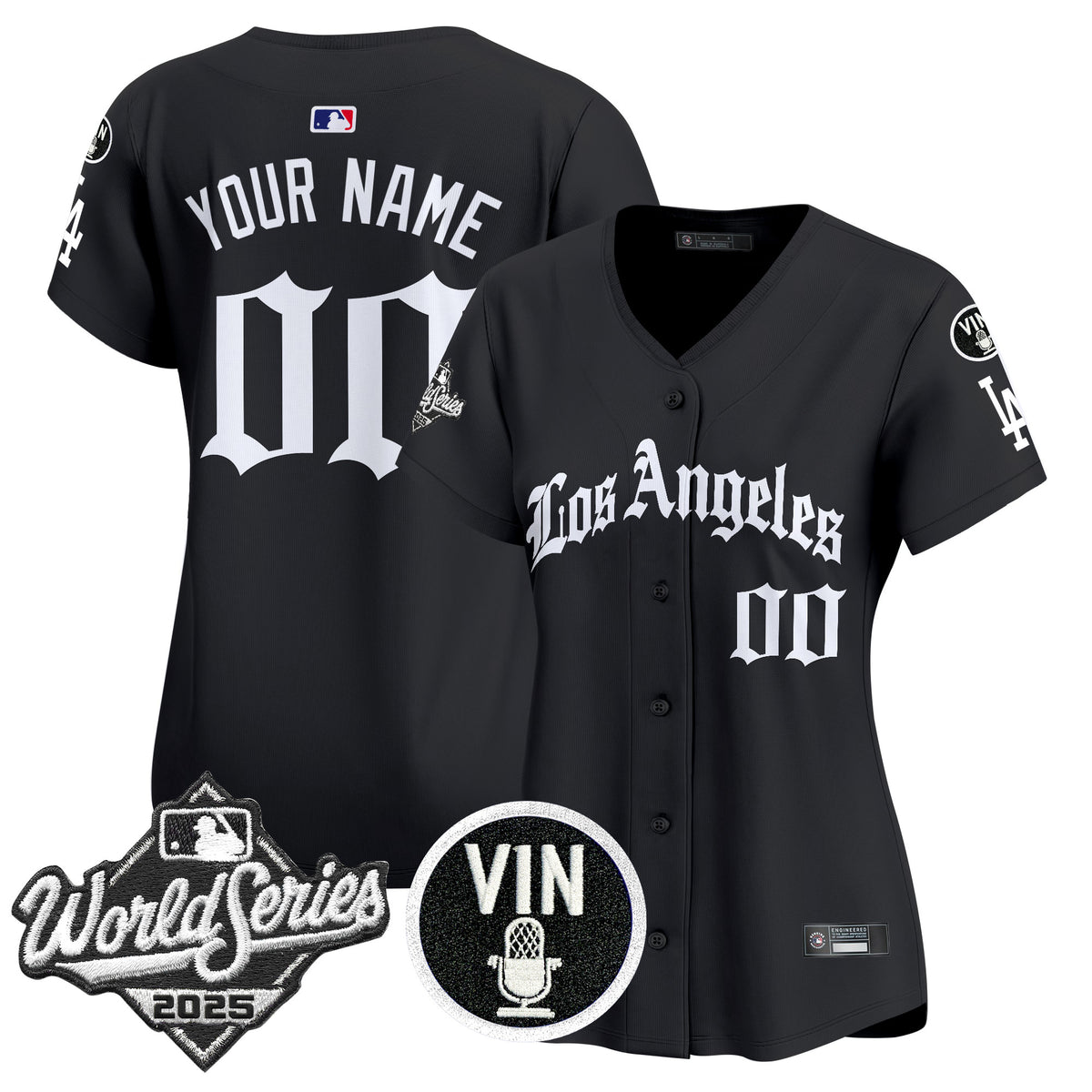 Dodgers 2025 World Series Vapor Premier Limited Custom Jersey - LA Gothic Edition - All Stitched