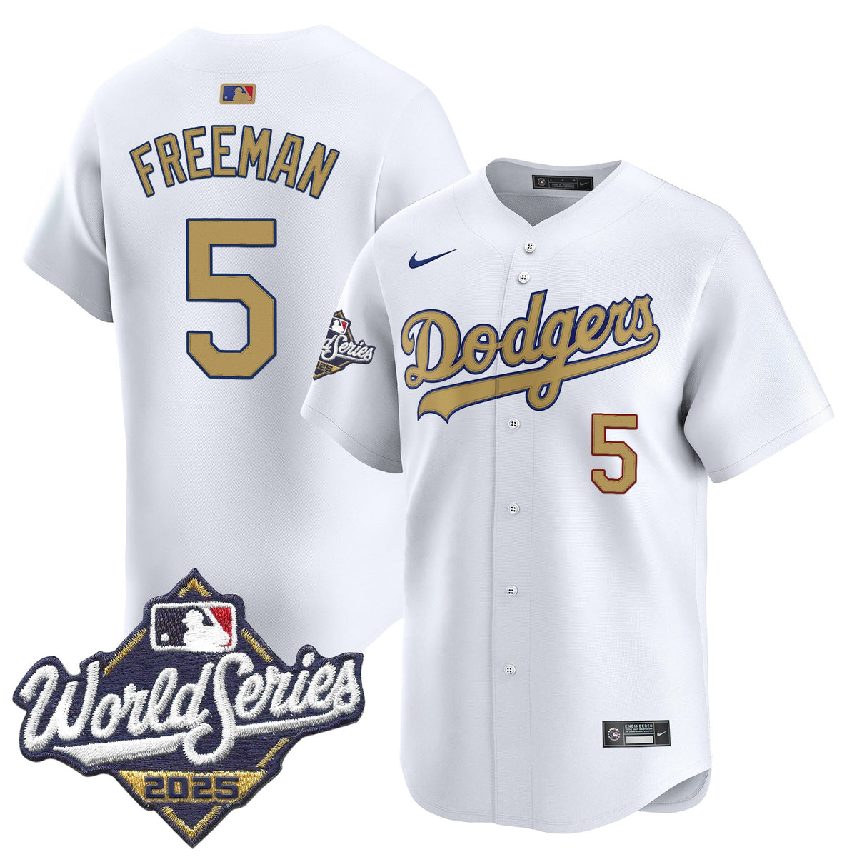 Dodgers 2025 World Series Gold Vapor Premier Limited Jersey - All Stitched