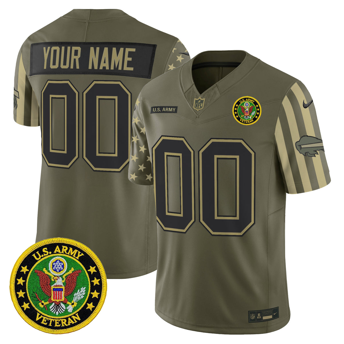 Buffalo Bills x U.S. Military Veteran Vapor Limited Custom Jersey - All Stitched