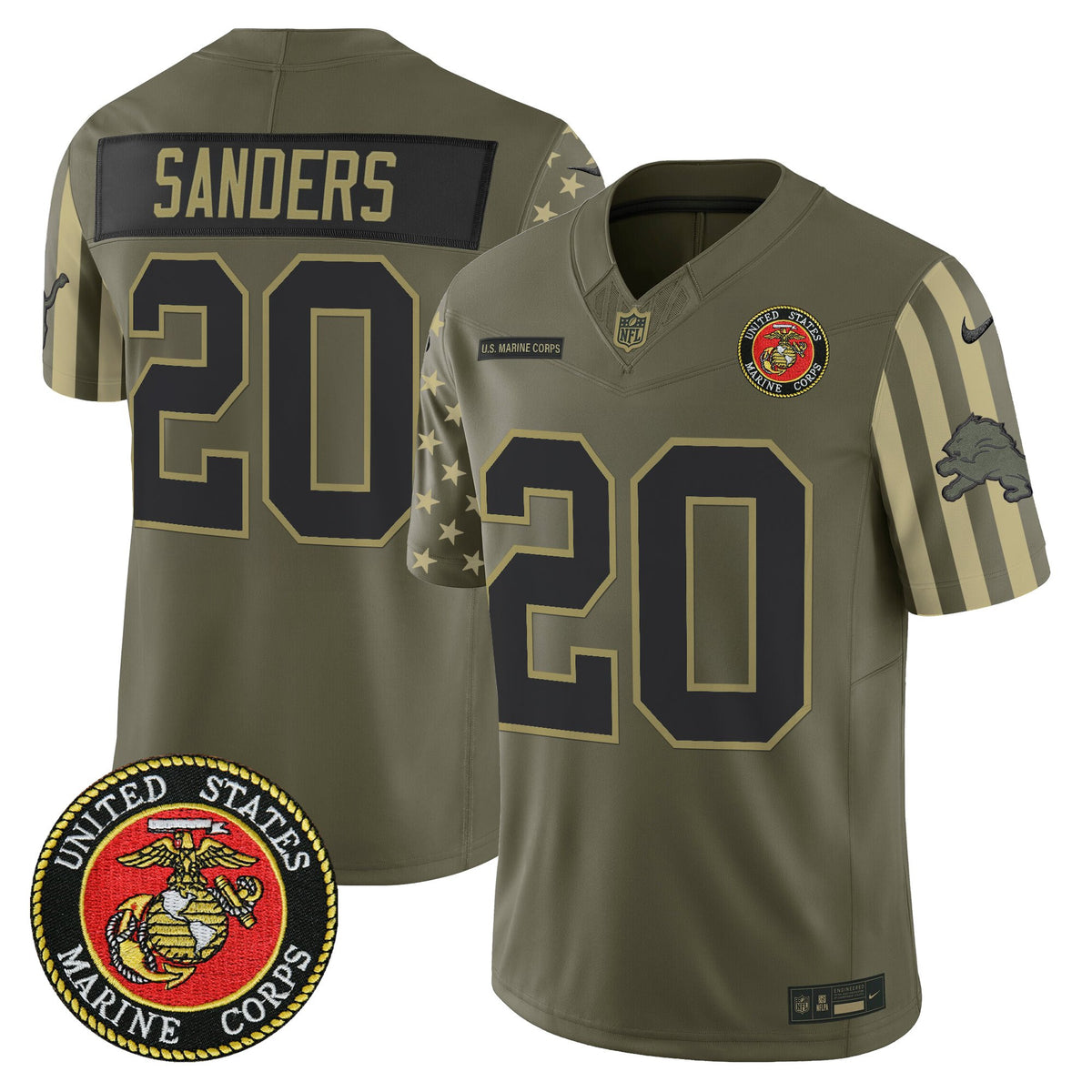 Men's Detroit Lions x U.S. Military Veteran Vapor Limited Jersey - All Stitched