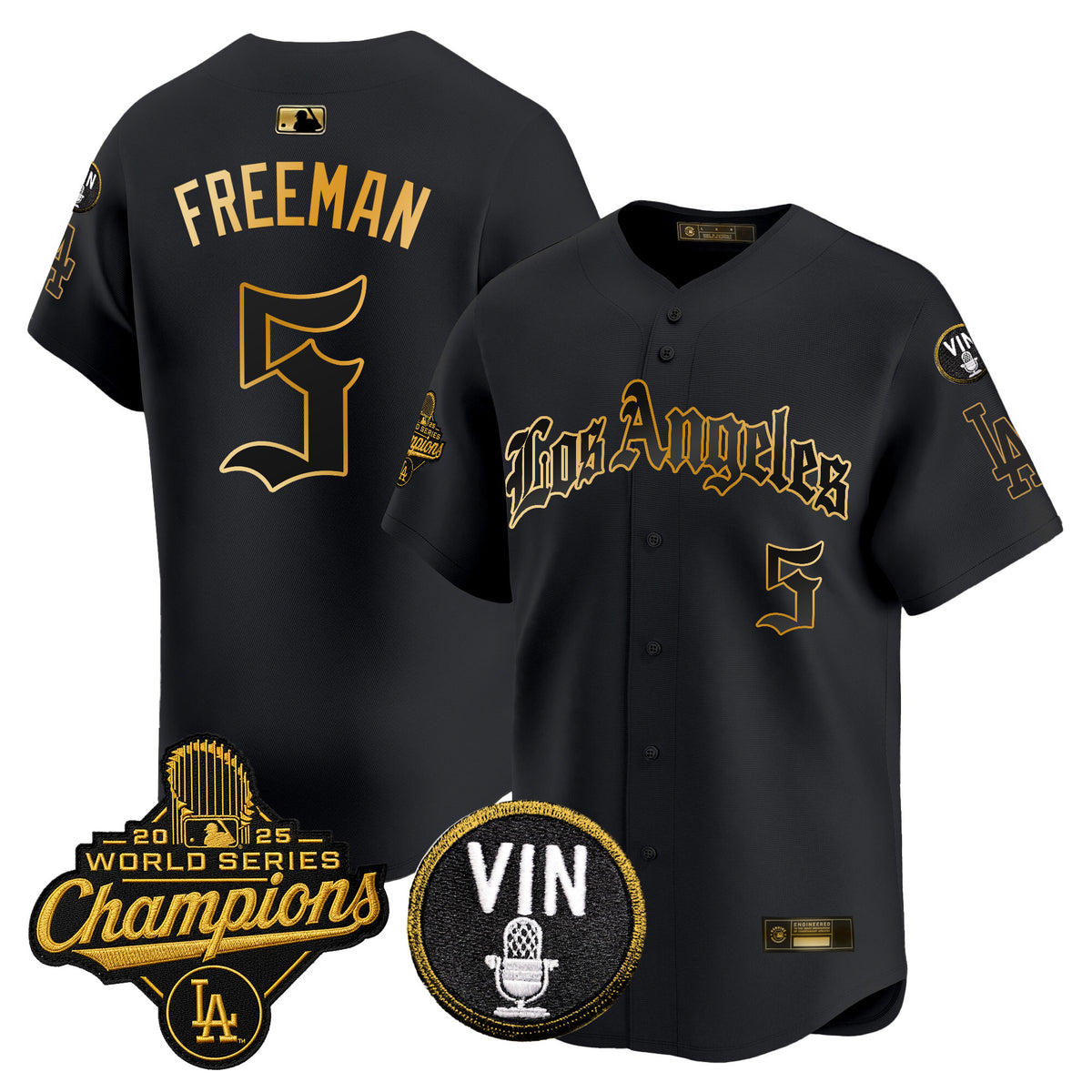 Men's Dodgers 2025 World Series Champions Vapor Premier Limited Jersey - LA Gothic Edition - All Stitched