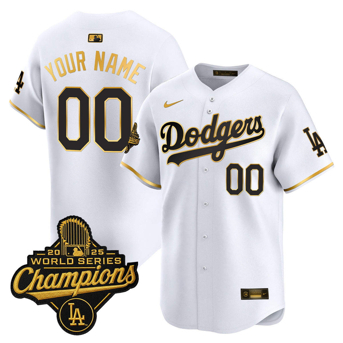 Dodgers 2025 World Series Champions Vapor Premier Limited Custom Jersey - All Stitched