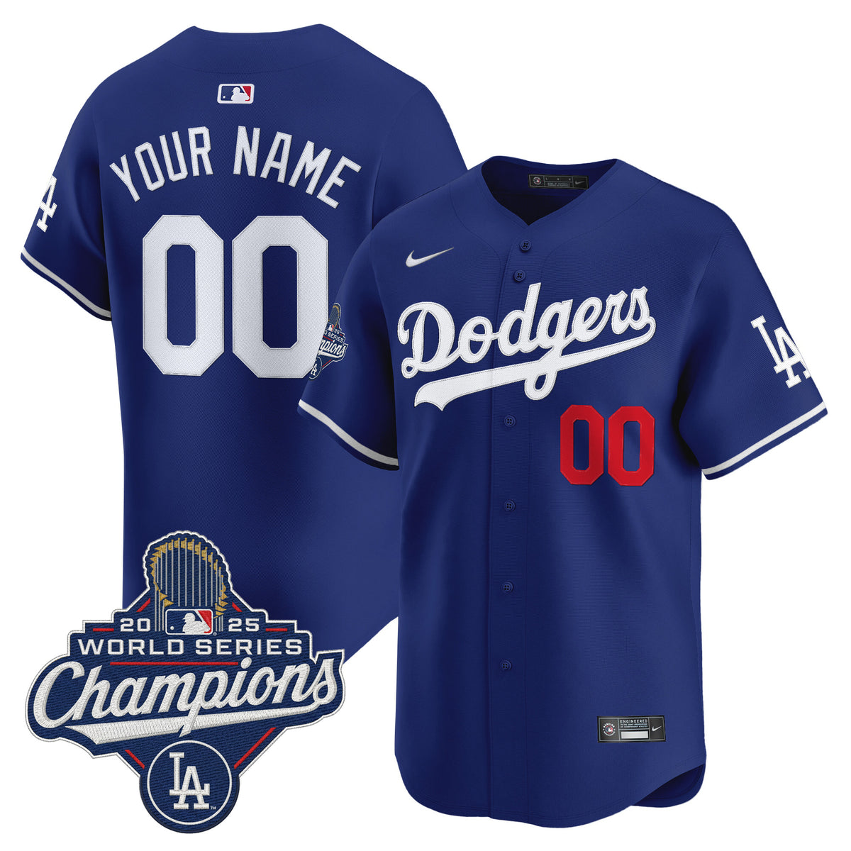 Dodgers 2025 World Series Champions Vapor Premier Limited Custom Jersey - All Stitched