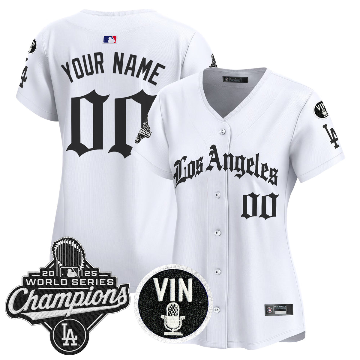 Dodgers 2025 World Series Champions Vapor Premier Limited Custom Jersey - LA Gothic Edition - All Stitched