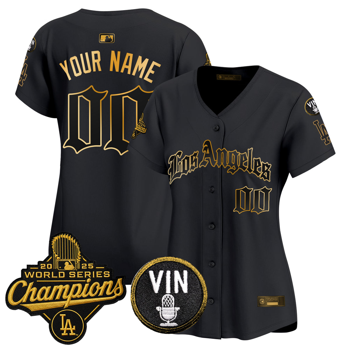 Dodgers 2025 World Series Champions Vapor Premier Limited Custom Jersey - LA Gothic Edition - All Stitched