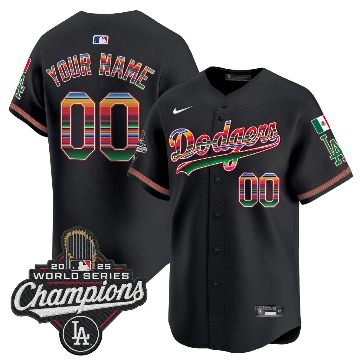 Dodgers Mexico 2025 World Series Champions Vapor Premier Limited Custom Jersey - All Stitched
