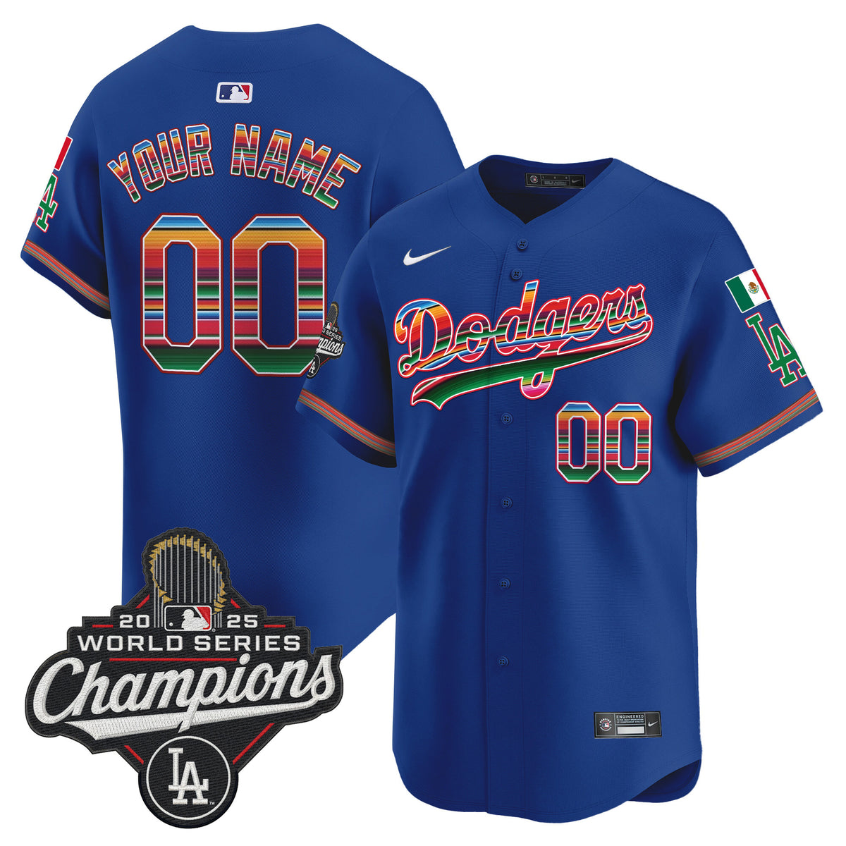 Dodgers Mexico 2025 World Series Champions Vapor Premier Limited Custom Jersey - All Stitched