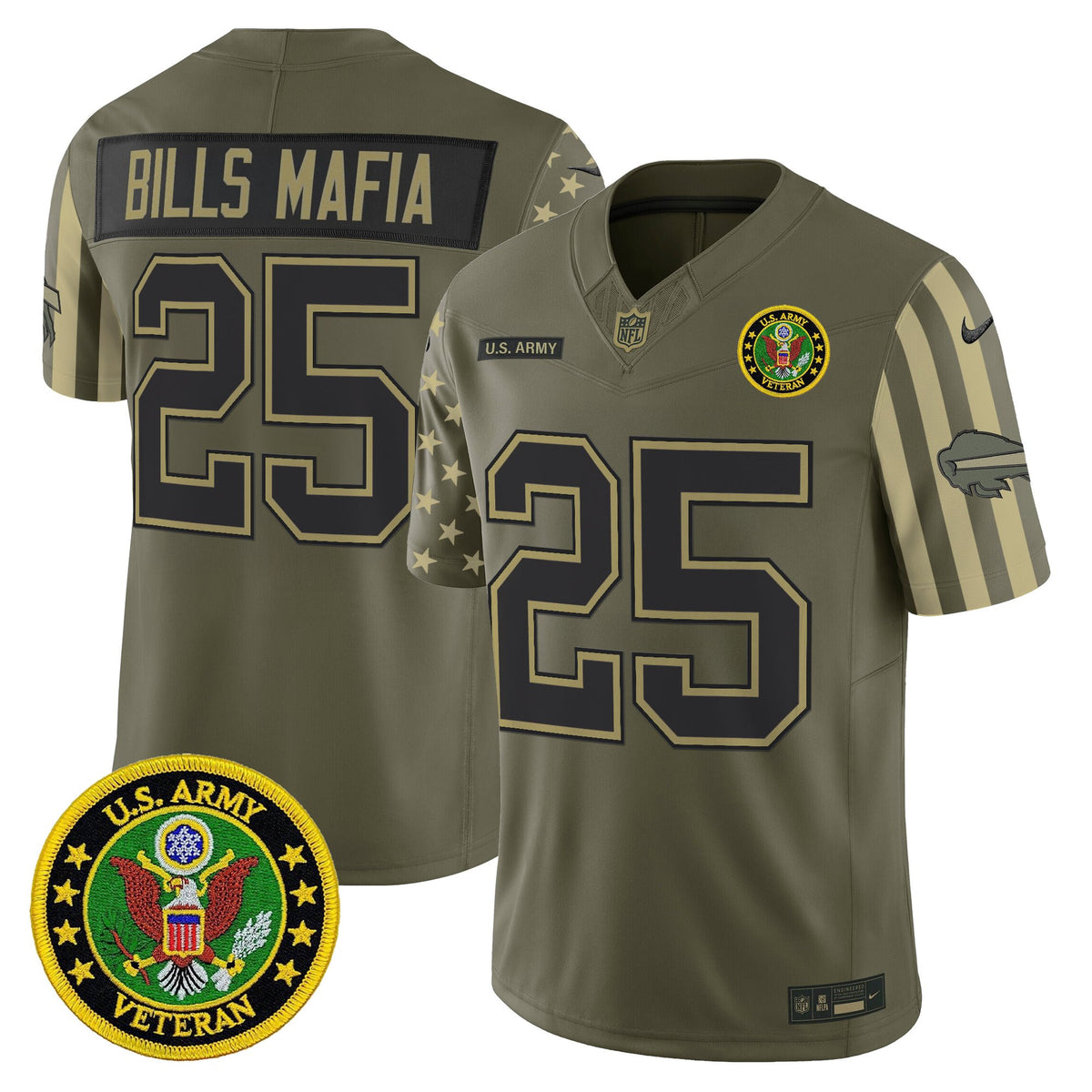 Men's Buffalo Bills x U.S. Military Veteran Vapor Limited Jersey - All Stitched