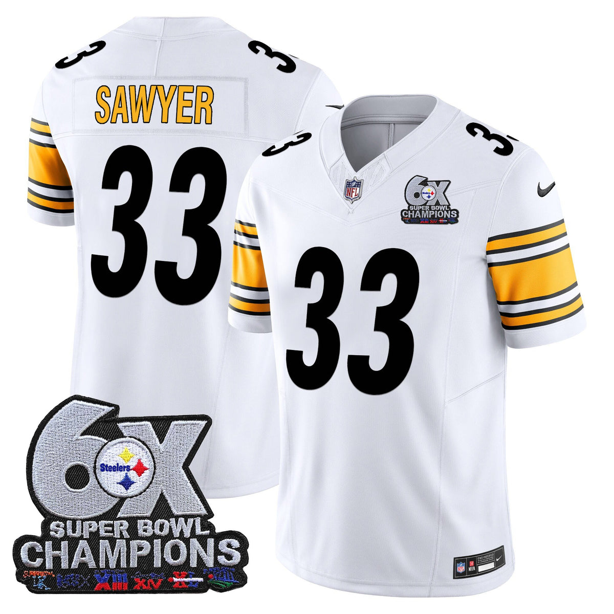 Men's Pittsburgh Steelers 6-Time Champions Patch Vapor Limited Jersey - All Stitched