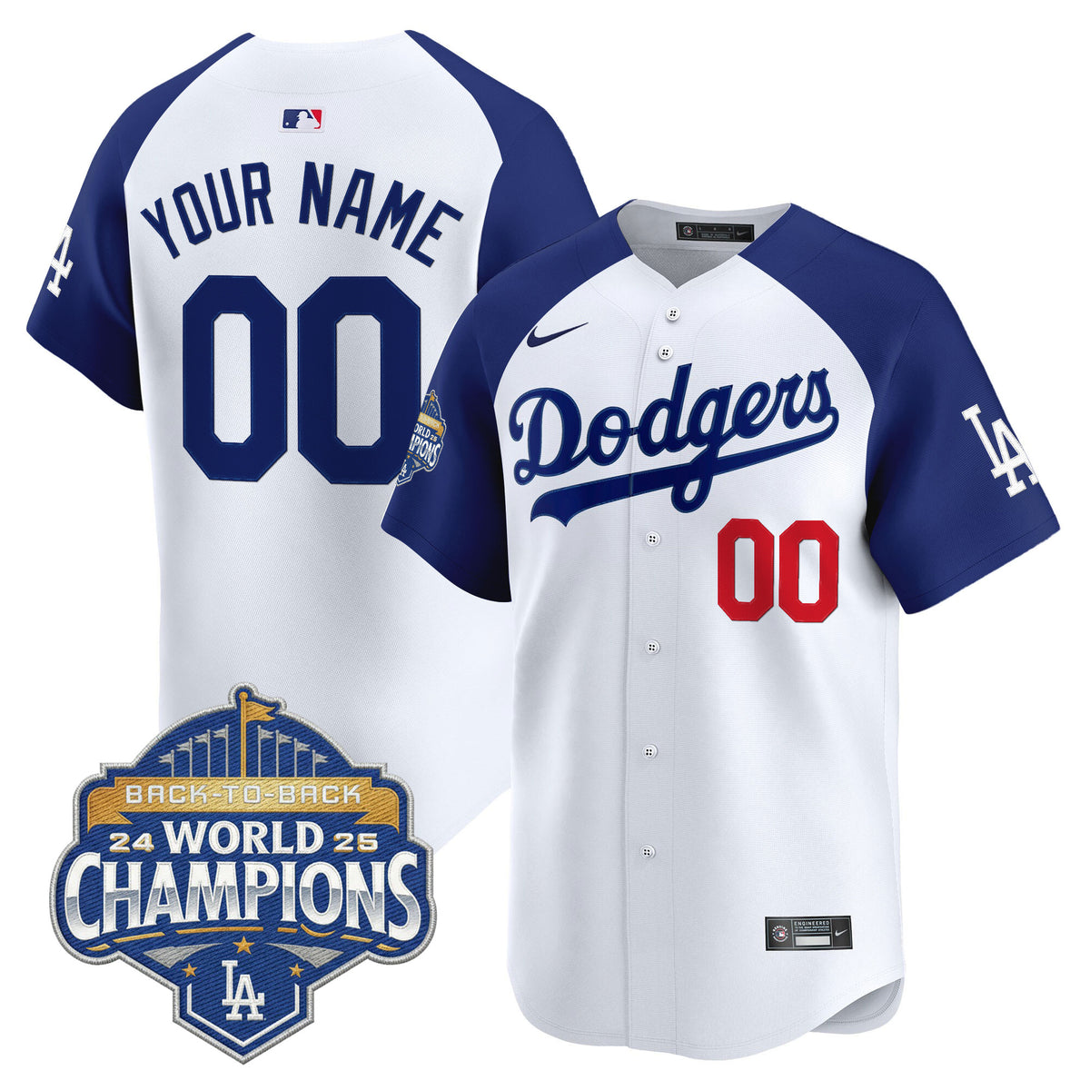 Dodgers 2025 Back-To-Back Champions Vapor Premier Limited Custom Jersey - All Stitched