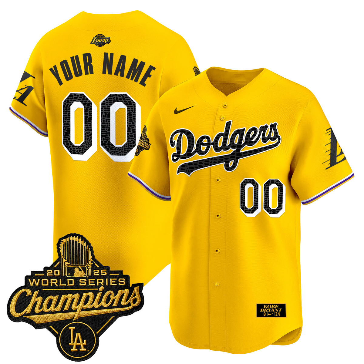 Dodgers 2025 World Series Champions Mamba Vapor Premier Limited Custom Jersey - All Stitched