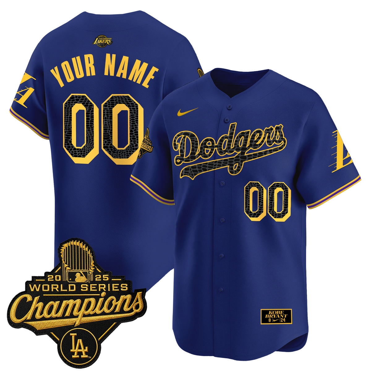 Dodgers 2025 World Series Champions Mamba Vapor Premier Limited Custom Jersey - All Stitched