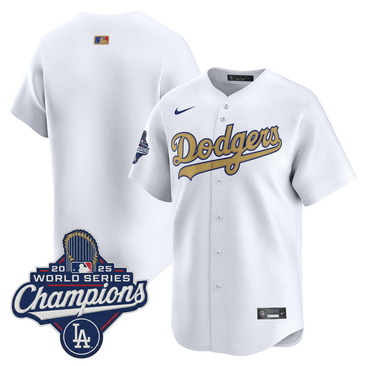 Dodgers 2025 World Series Champions Gold Vapor Premier Limited Jersey - All Stitched