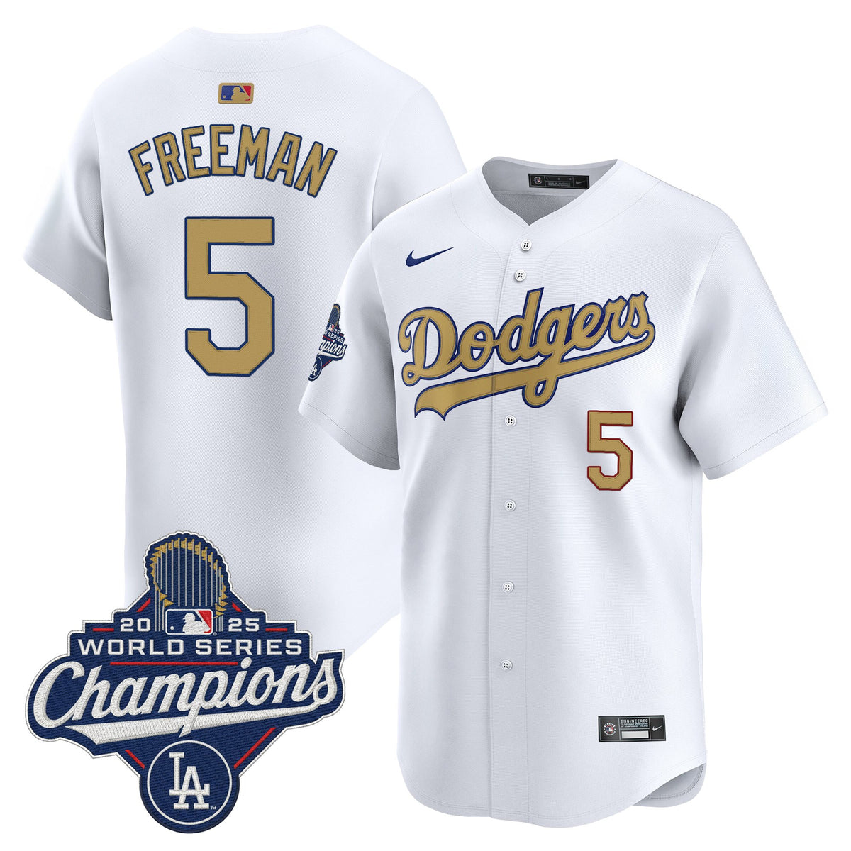 Dodgers 2025 World Series Champions Gold Vapor Premier Limited Jersey - All Stitched