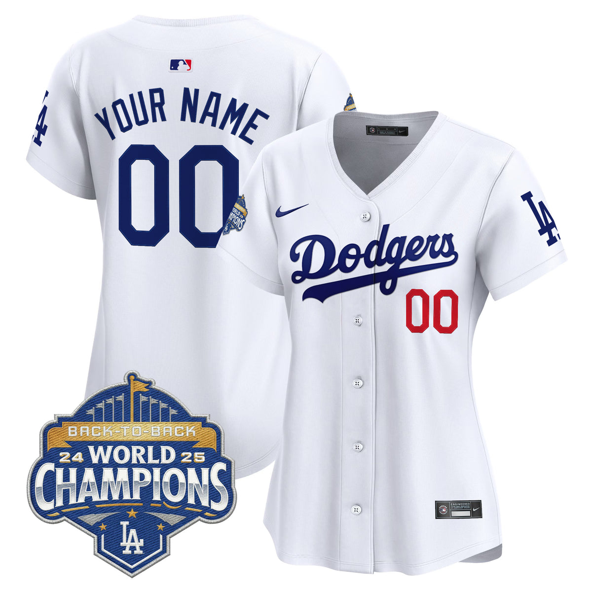 Dodgers 2025 Back-To-Back Champions Vapor Premier Limited Custom Jersey - All Stitched