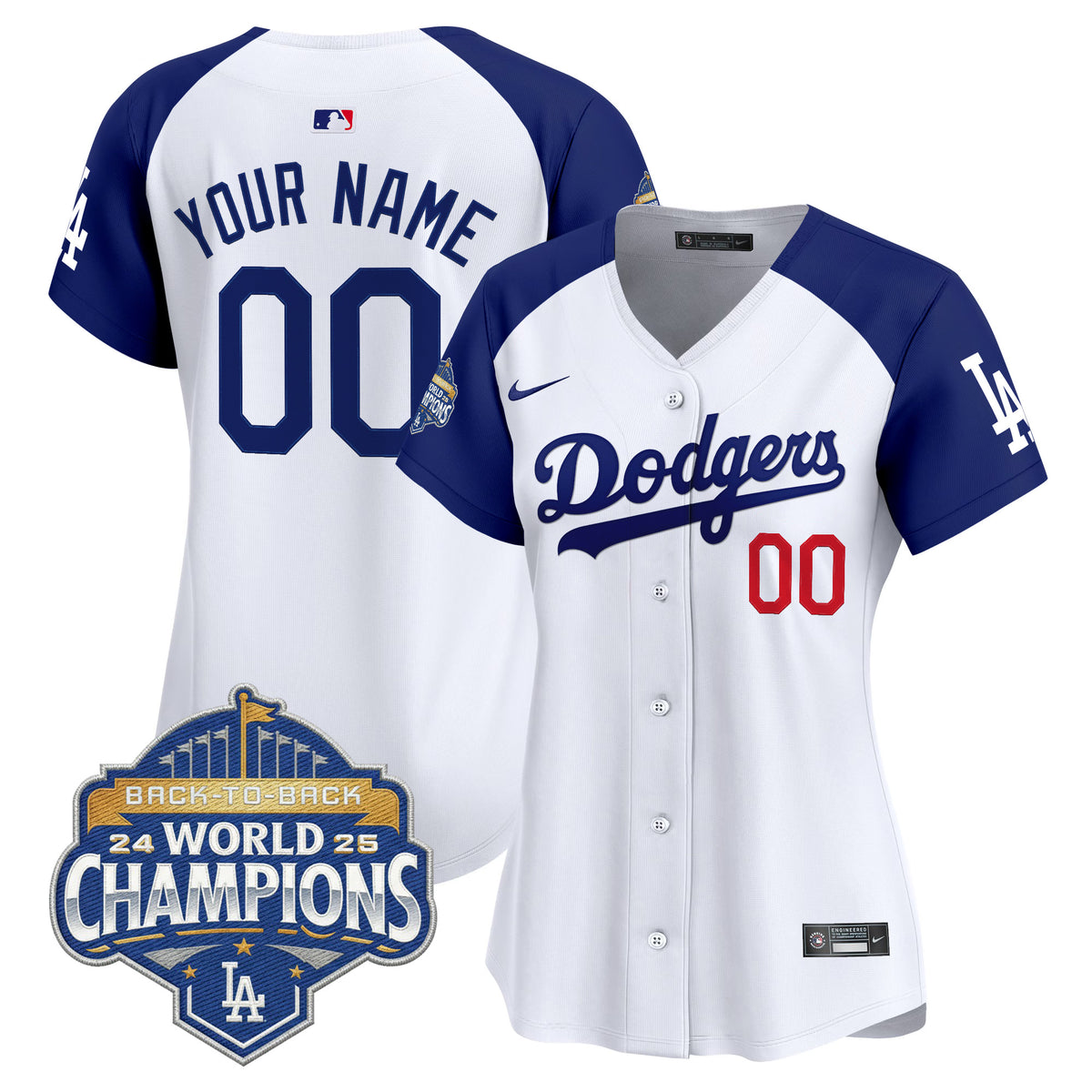 Dodgers 2025 Back-To-Back Champions Vapor Premier Limited Custom Jersey - All Stitched