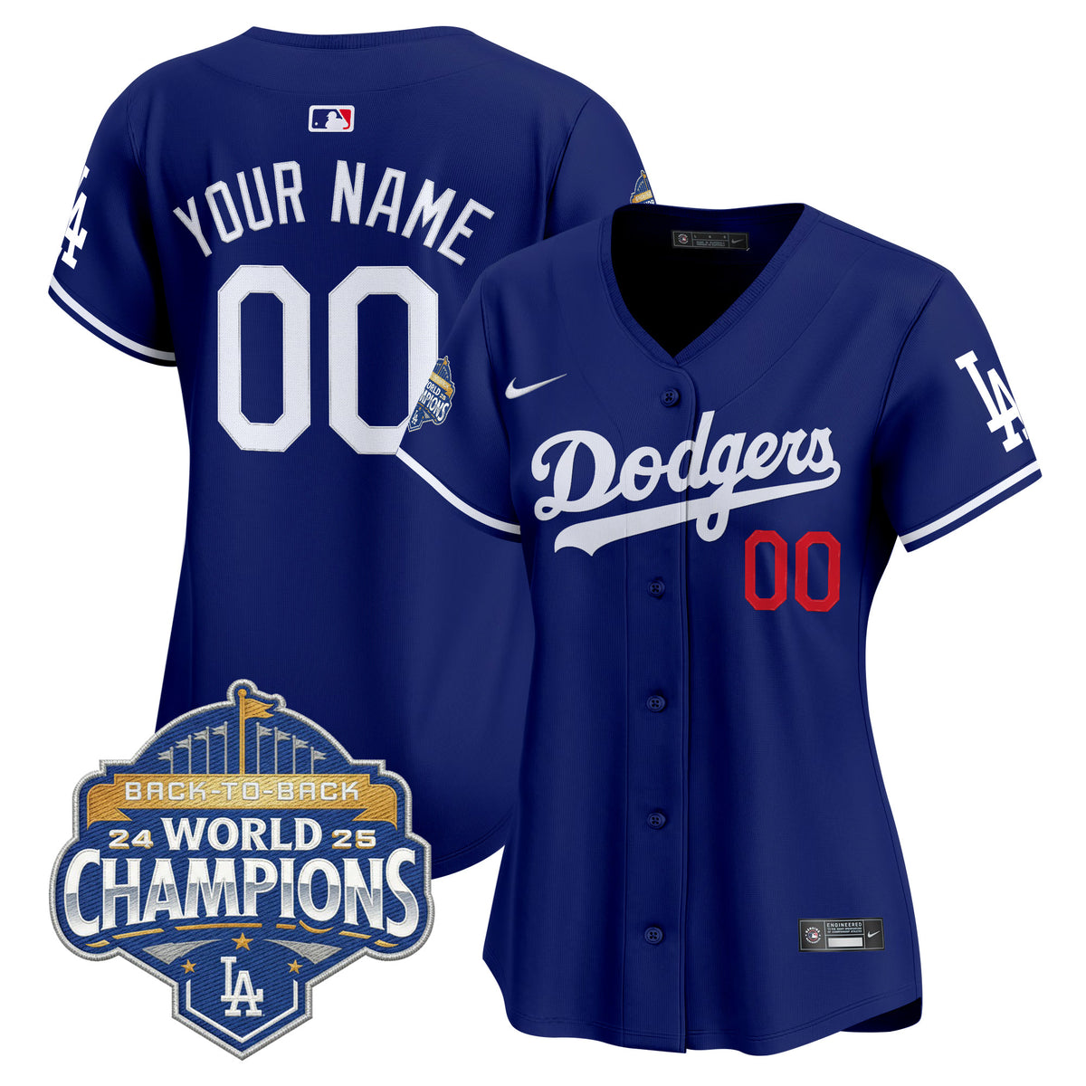 Dodgers 2025 Back-To-Back Champions Vapor Premier Limited Custom Jersey - All Stitched