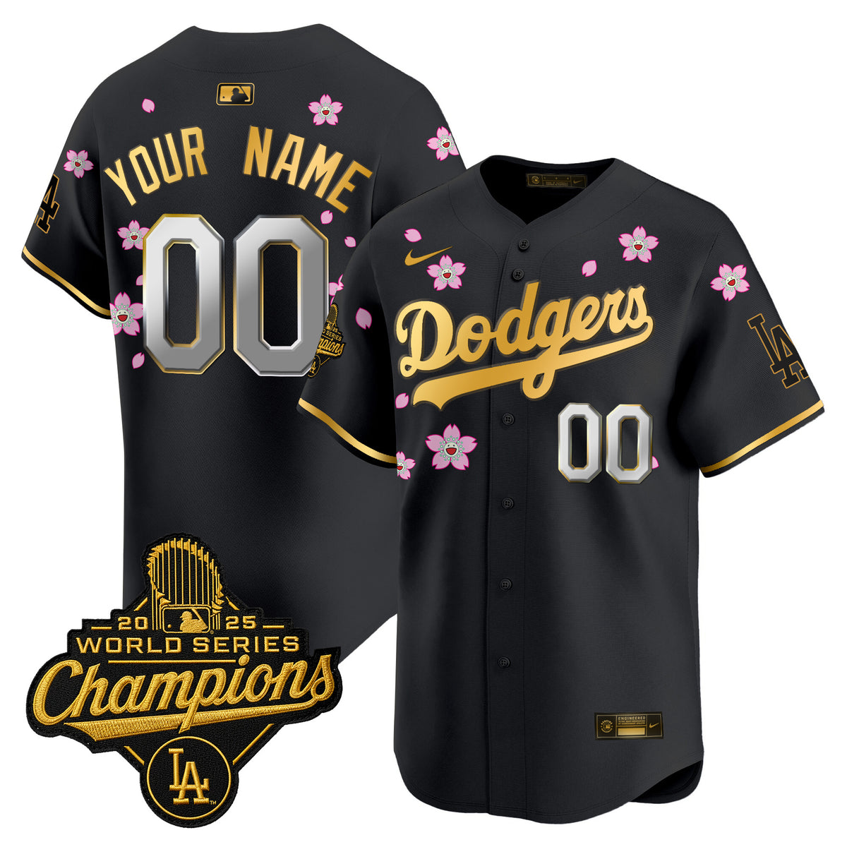 Dodgers 2025 World Series Champions x Tokyo Series Gold Trim Vapor Premier Limited Custom Jersey - Stitched