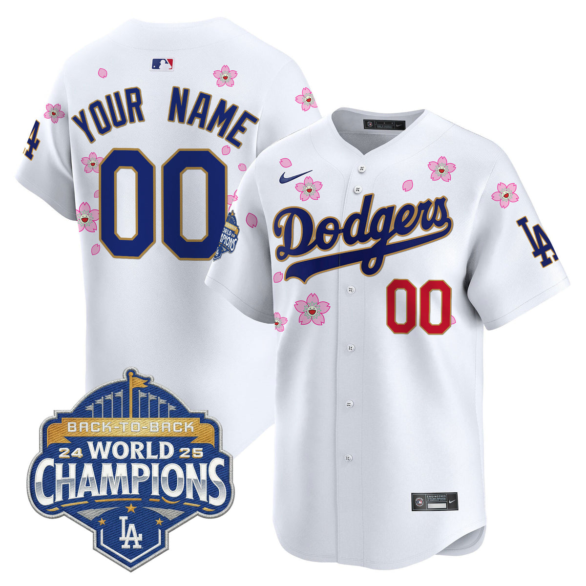 Dodgers 2025 Back-To-Back Champions x Tokyo Series Gold Trim Vapor Premier Limited Custom Jersey - Stitched