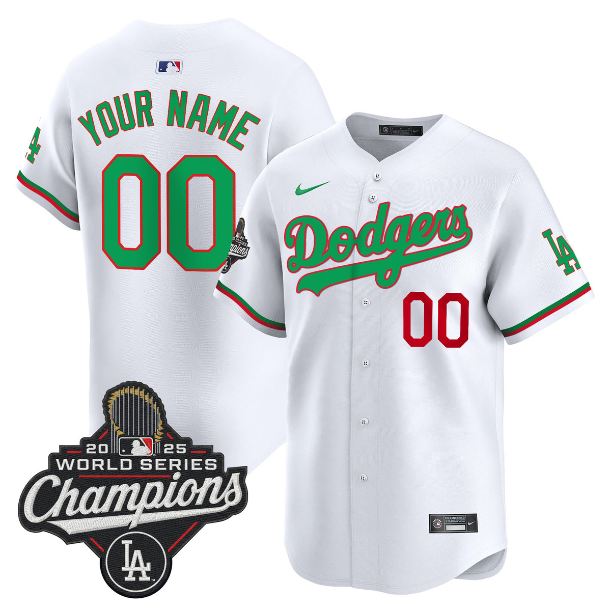 Dodgers Mexico 2025 World Series Champions Vapor Premier Limited Custom Jersey V2 - All Stitched