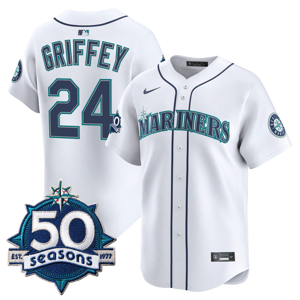 Men's Seattle Mariners 50 Seasons Patch Vapor Premier Limited Jersey - All Stitched