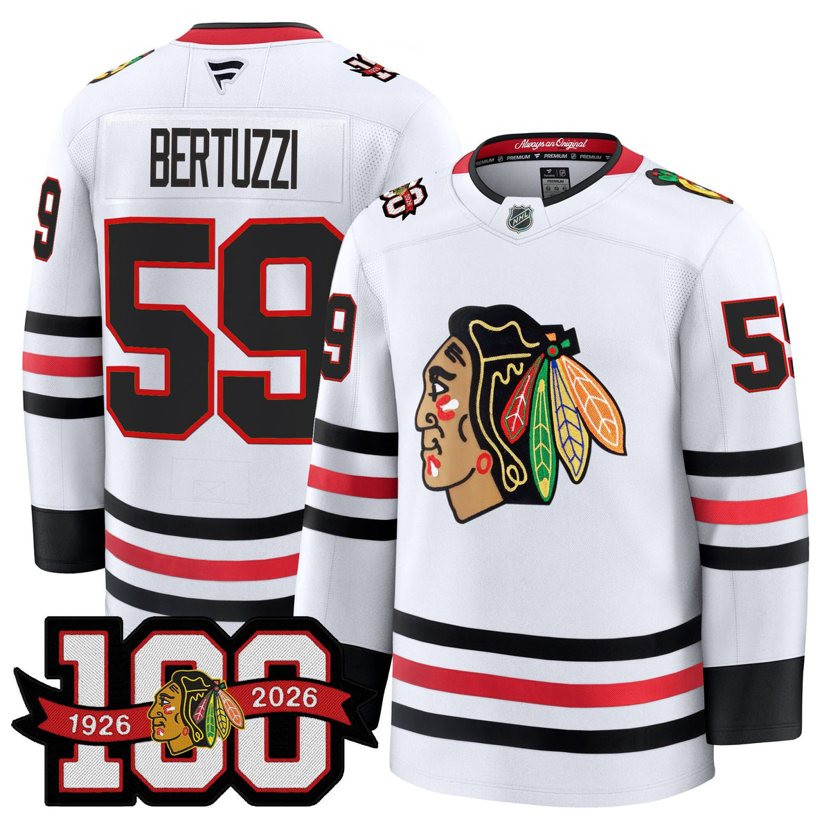 Men's Chicago Blackhawks 2025/26 Premium Jersey - 100th Anniversary Patch -All Stitched