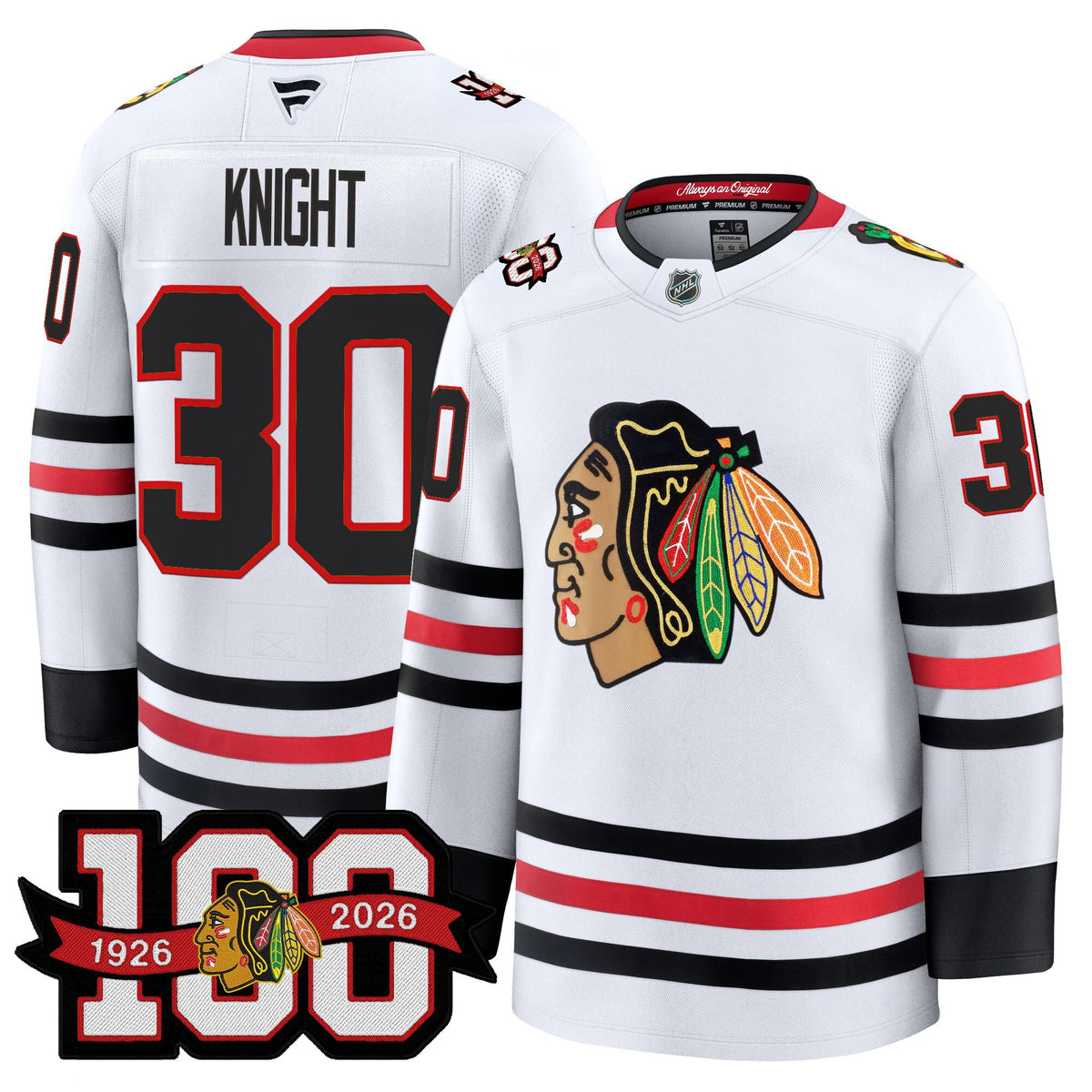 Men's Chicago Blackhawks 2025/26 Premium Jersey - 100th Anniversary Patch -All Stitched